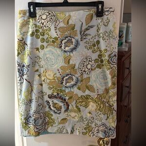 Talbots Powder Blue Floral Stretch Cotton Skirt SZ 6